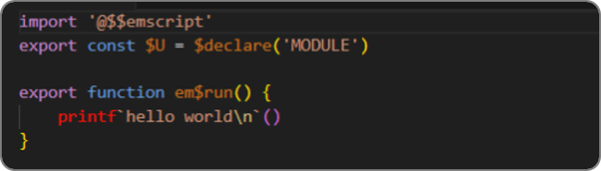 EM•Script hello world